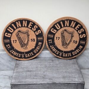 Guinness Official Merchandise Cork Trivets 2 Hot Pads, St James Gate Dublin Harp